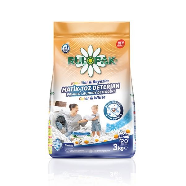 RULOPAK POWDER LOUNDRY DETERGENT FOR COLOR & WHITE 3 KG MATIC